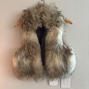 Ann Taylor Faux Fur Vest - Brown and Gray